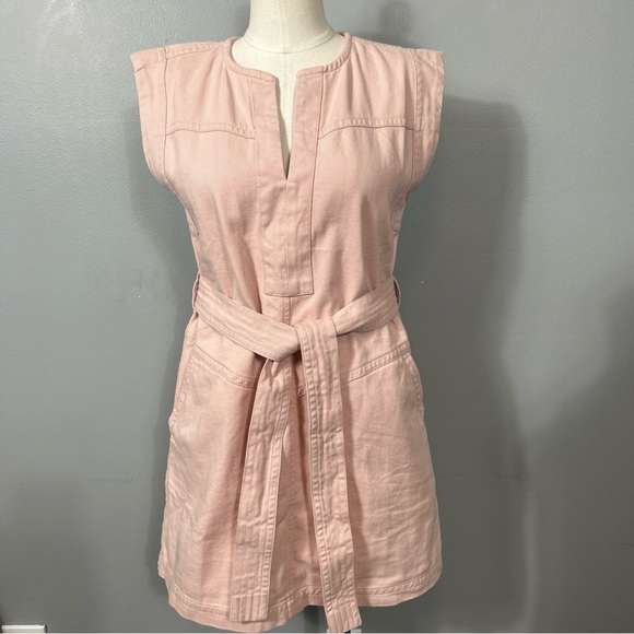 BANANA REPUBLIC Utility Summer Belted Dress 100% Cotton in Pink Size XS - Picture 3 of 10